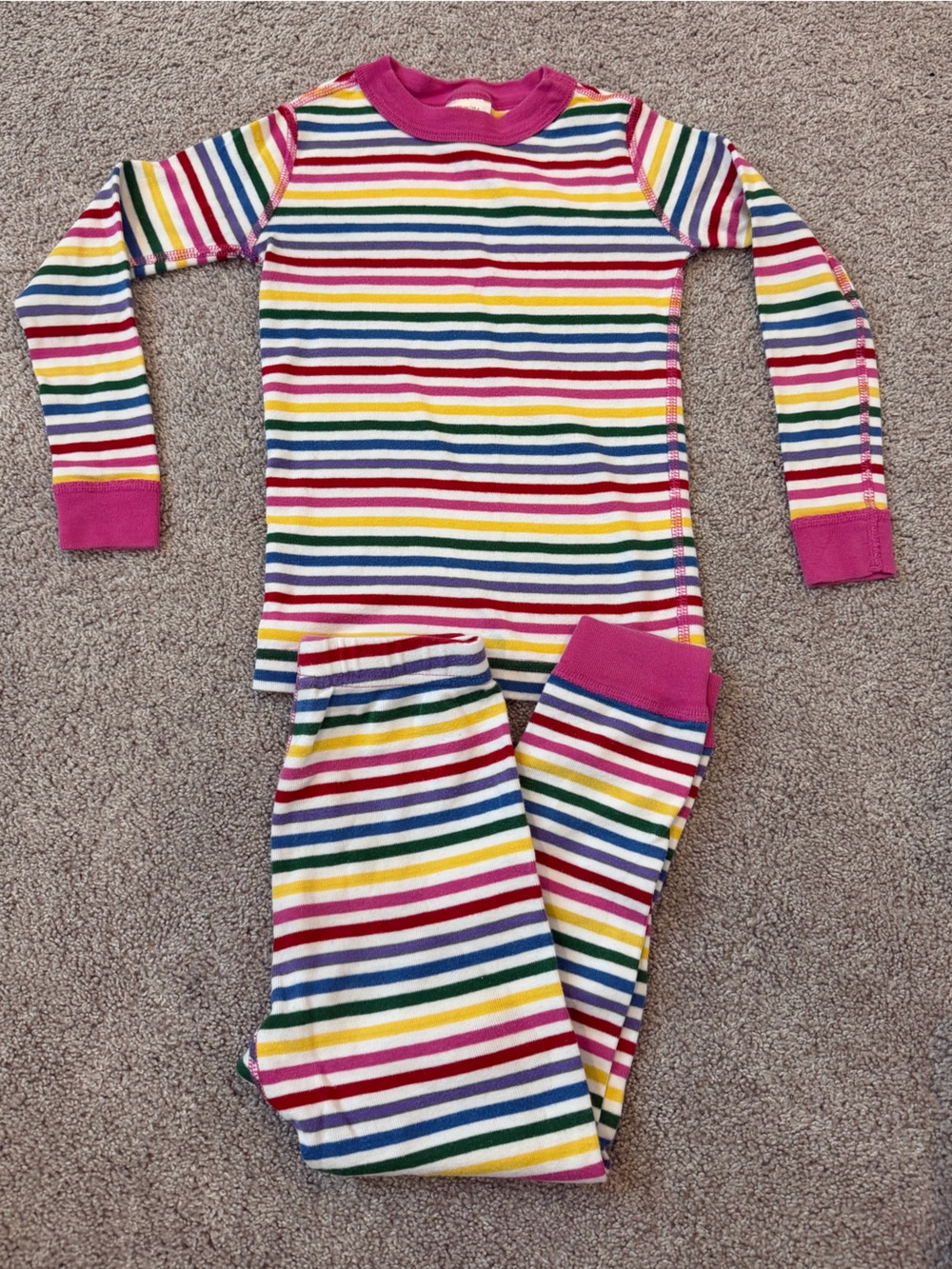 Hanna Andersson Kids Long Sleeve Pajama Set in Multi Rainbow Stripe size 4